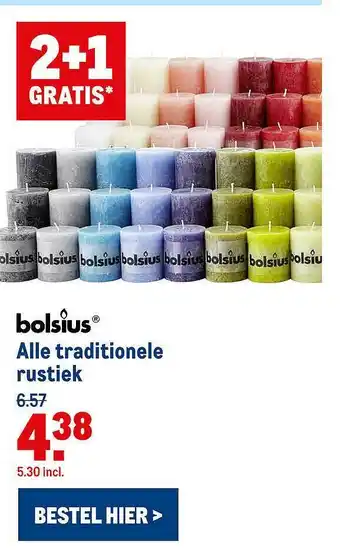 Makro Bolsius Alle Traditionele Rustiek 2+1 Gratis aanbieding