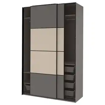 IKEA Pax / mehamn kledingkast, tweezijdig donkergrijs/beige, 150x66x236 cm aanbieding