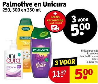 Kruidvat Palmolive en Unicura 250, 300 en 350 ml aanbieding