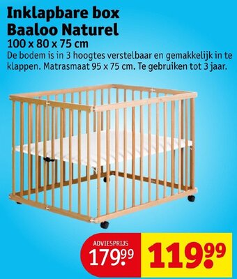 Kruidvat Inklapbare box Baaloo Naturel 100x80x75 cm aanbieding