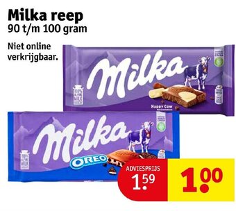 Kruidvat Milka reep  100g aanbieding