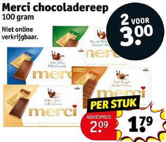 Kruidvat Merci chocoladereep 100 gram aanbieding