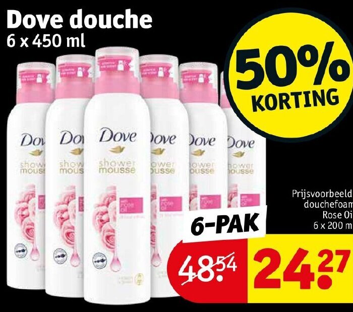 Dove douche 6 x 450 ml aanbieding bij Kruidvat
