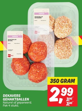 Dekamarkt DEKAVERS GEHAKTBALLEN  350g aanbieding