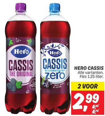 Dekamarkt HERO CASSIS Alle varianten. Fles 1.25 liter. aanbieding