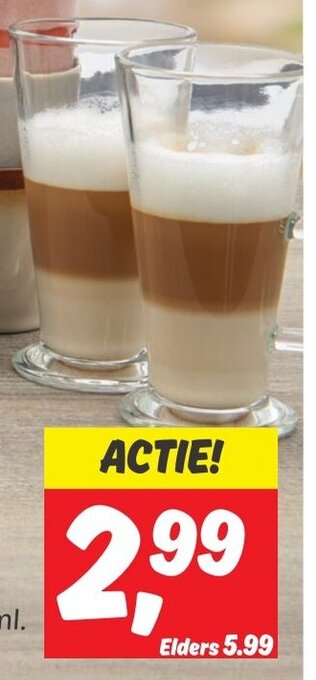 Dekamarkt LATTE MACHIATO GLAZEN OF THEE, KOFFIEGLAZEN aanbieding