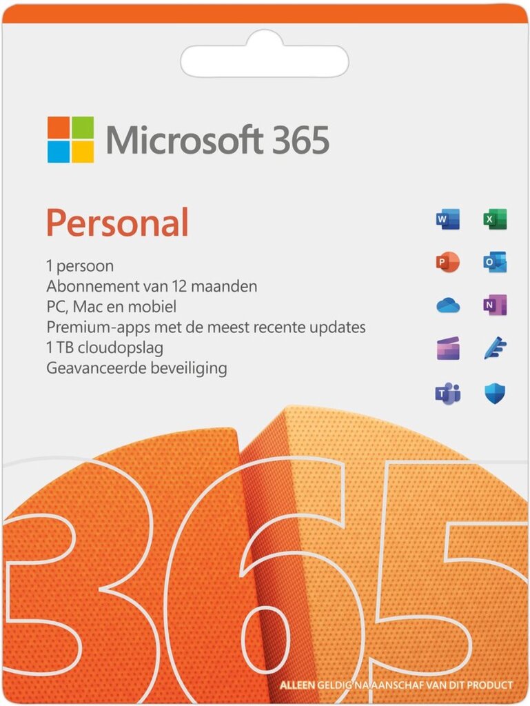 Microsoft 365 personal office voor 1 gebruiker nl 1 jaar