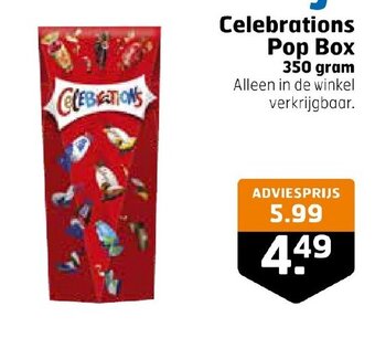 Trekpleister Celebrations Pop Box 350 gram aanbieding