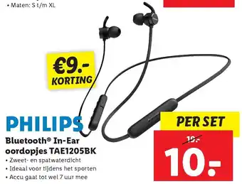 Lidl Philips Bluetooth In-Ear oordopjes TAE1205BK aanbieding