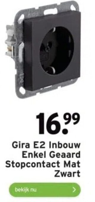 GAMMA Gira E2 Inbouw Enkel Geaard Stopcontact Mat Zwart aanbieding