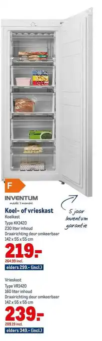 Makro Inventum Koelkast KK1420 Of Vrieskast VR1420 aanbieding