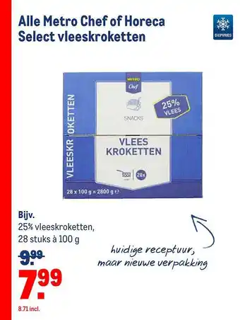 Makro Alle Metro Chef Of Horeca Select Vleeskroketten aanbieding