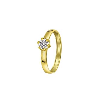 Bol.com Lucardi dames ring met zirkonia - ring - cadeau - 9 karaat - geelgoud aanbieding
