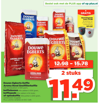 PLUS Douwe egberts koffie aroma rood snelfilterkoffie aanbieding