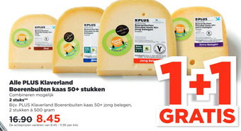 PLUS Alle plus klaverland boerenbuiten kaas 50+ stukken aanbieding