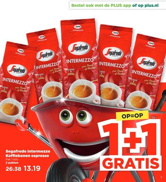 PLUS Segafredo intermezzo koffiebonen espresso aanbieding