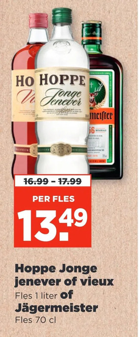 PLUS Hoppe jonge jenever of vieux of jägermeister aanbieding