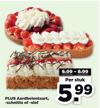 PLUS Plus aardbeientaart, -schnitte of -slof aanbieding