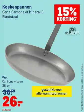 Makro Koekenpannen Serie Carbone Of Mineral B 15% Korting aanbieding