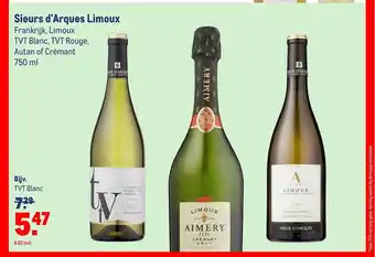 Makro Sieurs D'Arques Limoux Frankrijk, Limoux TVT Blanc, TVT Rouge, Autan Of Crémant aanbieding