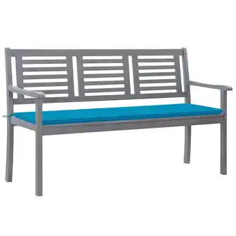 fonQ Vidaxl tuinbank 3-zits met kussen 150 cm eucalyptushout grijs aanbieding