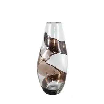 fonQ Ptmd lisee brown solid glass vase line frost l aanbieding