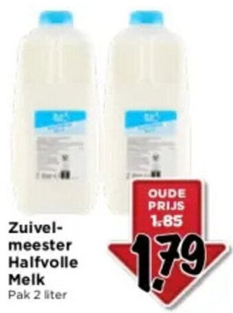 Vomar Voordeelmarkt Zuivelmeester Halfvolle Melk Pak 2 liter aanbieding