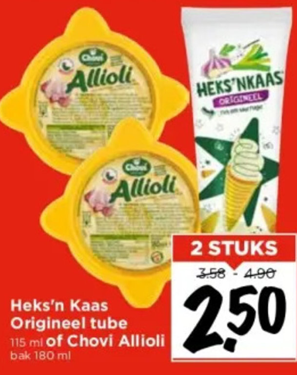Heks'n Kaas Origineel tube 115 ml of Chovi Allioli bak 180 ml
