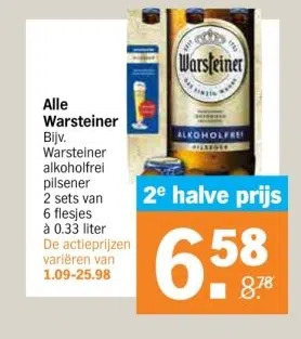 Albert Heijn Alle warsteiner bijv. warsteiner alkoholfrei pilsener aanbieding