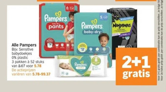 Albert Heijn Alle pampers bijv. sensitive babydoekjes aanbieding