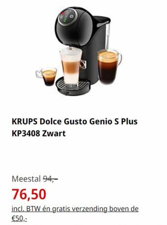 MediaMarkt KRUPS Dolce Gusto Genio S Plus KP3408 Zwart aanbieding