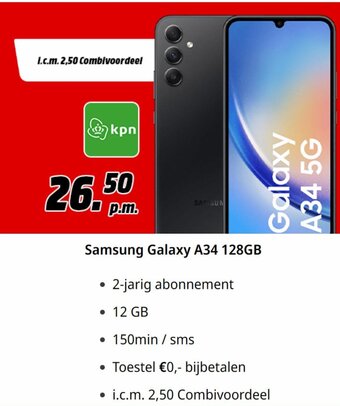 MediaMarkt Samsung Galaxy A34 128GB aanbieding