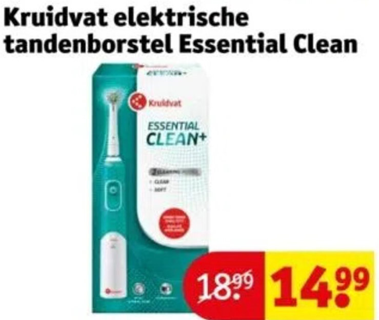 Kruidvat elektrische tandenborstel Essential Clean aanbieding bij Kruidvat