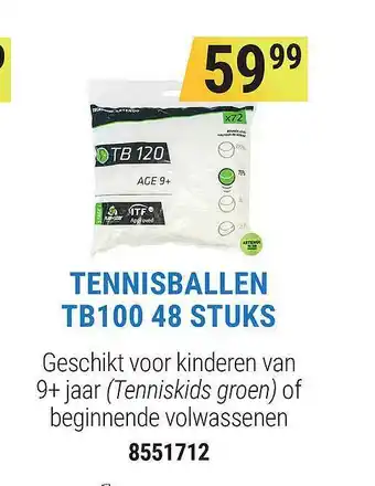 Decathlon Tennisballen TB100 48 Stuks aanbieding