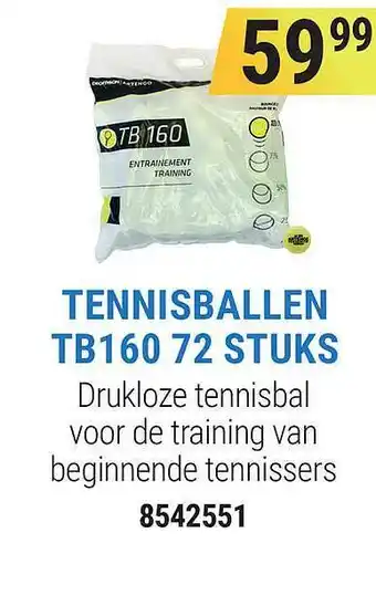 Decathlon Tennisballen TB160 72 Stuks aanbieding