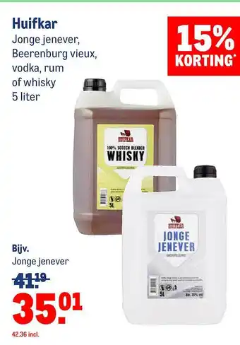 Makro Huifkar Jonge Jenever, Beerenburg Vieux, Vodka, Rum Of Whisky 15% Korting aanbieding