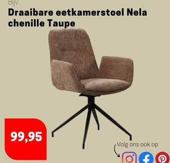 Dimehouse Draaibare eetkamerstoel Nela chenille Taupe aanbieding
