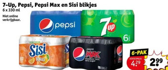 Kruidvat 7-Up, Pepsi, Pepsi Max en Sisi blikjes aanbieding