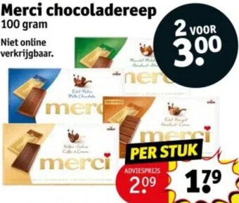 Kruidvat Merci chocoladereep 100 gram aanbieding