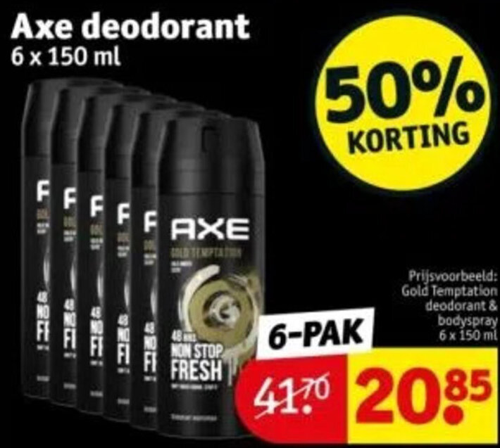 Axe deodorant 6 x 150 ml aanbieding bij Kruidvat