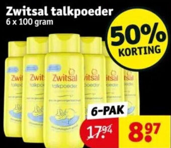 Kruidvat Zwitsal talkpoeder 6 x 100 gram aanbieding