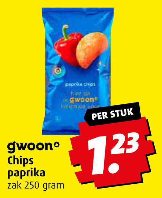 Gwoon chips paprika 250g aanbieding bij Boni