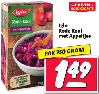 Nettorama iglo Rode kool met appeltjes  750g aanbieding