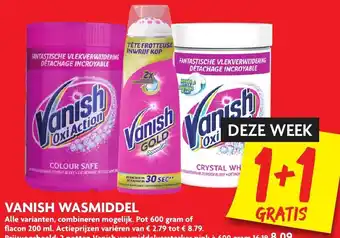 Dekamarkt Vanish wasmiddel 2*600g/2*200ml aanbieding