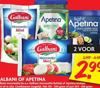 Dekamarkt Galbani of Apetina 2*150-200g/2*265-430g aanbieding