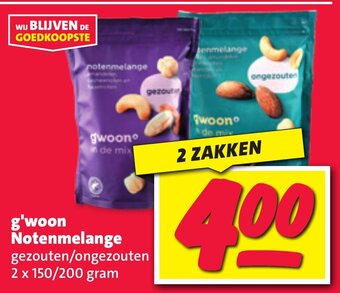 Nettorama G'woon Notenmelange gezouten/ongezouten 2 x 150/200 gram aanbieding