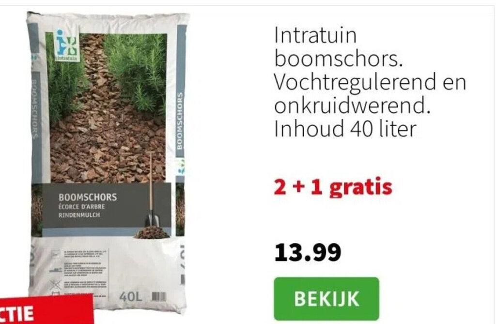 Boomschors 40 liter 2+1 Gratis aanbieding bij Intratuin