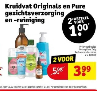 Kruidvat Kruidvat originals en pure gezichtsverzorging en -reiniging aanbieding