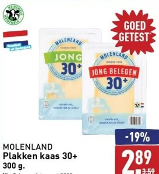 ALDI Plakken kaas 30+ aanbieding