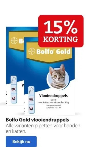 Boerenbond Bolfo gold vlooiendruppels alle varianten pipetten voor honden en katten aanbieding